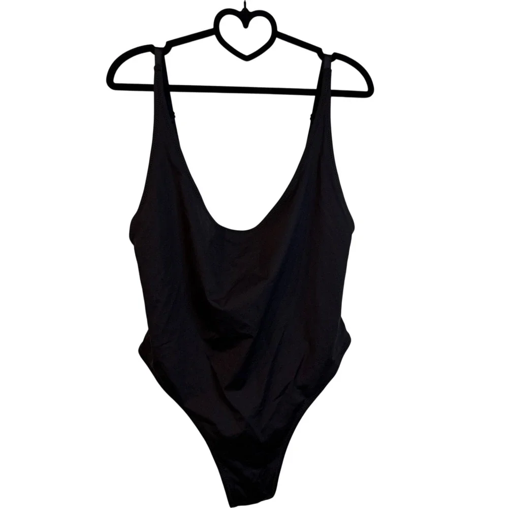 SKIMS Recycled Swim Scoop‎ Neck One Piece Onyx Black 2X Swimsuit